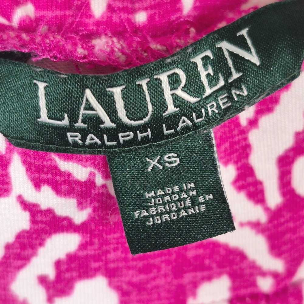 Lauren Ralph Lauren hot pink white damask print wide leg palazzo pants womens XS - Picture 5 of 9